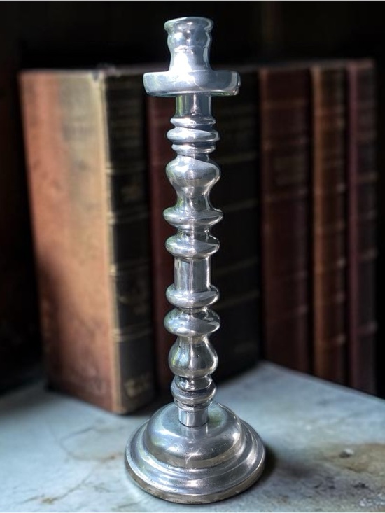 Other - Vintage Baluster Tall Candlestick Heavy Metal Silver (Tone) Candle Holder 14”